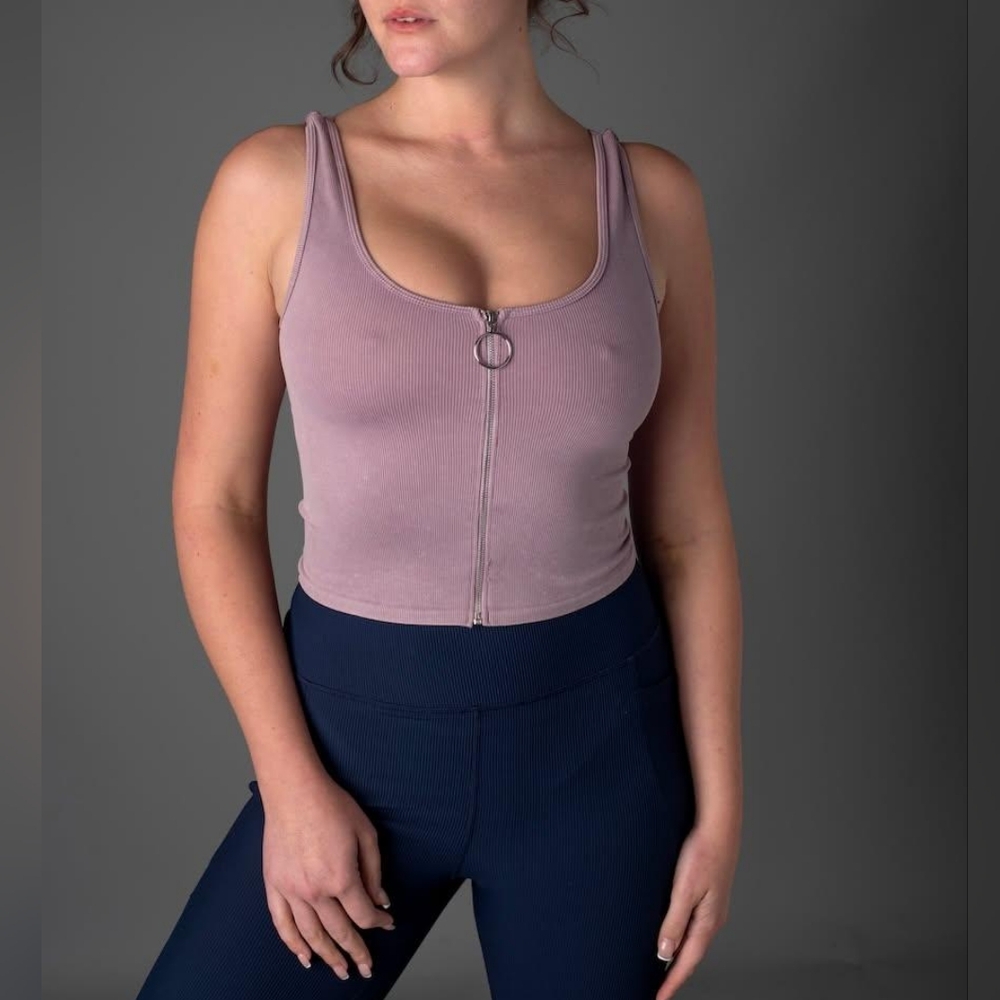 Purple Zip-Front Tank Top
